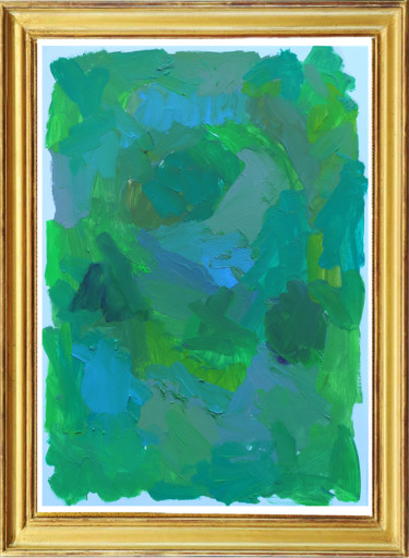 Painting titled "PAYSAGE (vert)" by Jean Mirre, Original Artwork, Oil