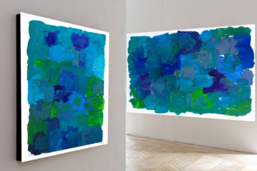 Peinture intitulée "" Bleu vert"" par Jean Mirre, Œuvre d'art originale, Huile