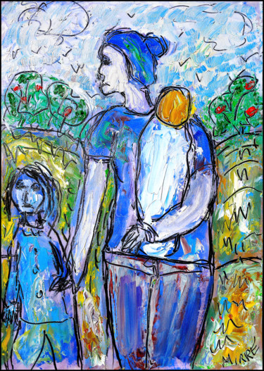 Pintura titulada "Mère et enfants (Su…" por Jean Mirre, Obra de arte original, Oleo