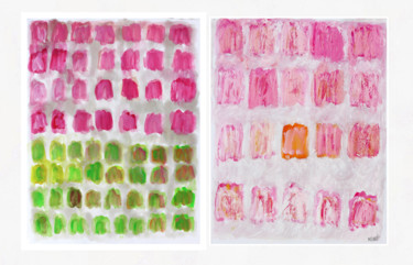 Pittura intitolato "Pink and Green + Va…" da Jean Mirre, Opera d'arte originale, Olio