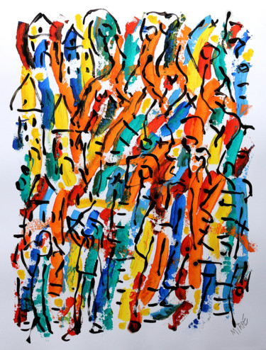 Картина под названием "LIVING" - Jean Mirre, Подлинное произведение искусства, Масло