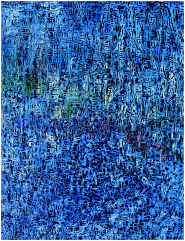 Pintura intitulada "LAPIS LAZULI" por Jean Mirre, Obras de arte originais, Óleo