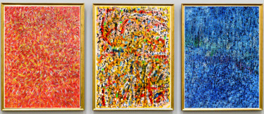 Peinture intitulée "TRIPTYQUE TAMBOUR B…" par Jean Mirre, Œuvre d'art originale, Huile