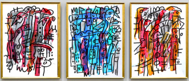 Painting titled "TRIPTYQUE CONSTRUCT…" by Jean Mirre, Original Artwork, Acrylic