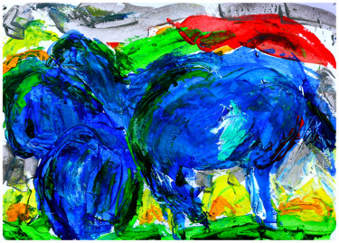Malerei mit dem Titel "WILD HORSES ( Les c…" von Jean Mirre, Original-Kunstwerk, Acryl