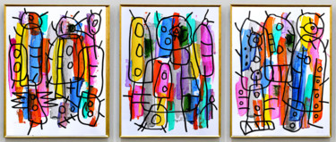 Painting titled "TRIPTYQUE GRIBOIS" by Jean Mirre, Original Artwork, Acrylic