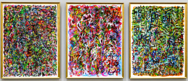 Painting titled "Triptyque Tablet/My…" by Jean Mirre, Original Artwork, Acrylic