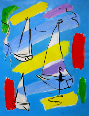 Painting titled "SAILING" by Jean Mirre, Original Artwork, Oil