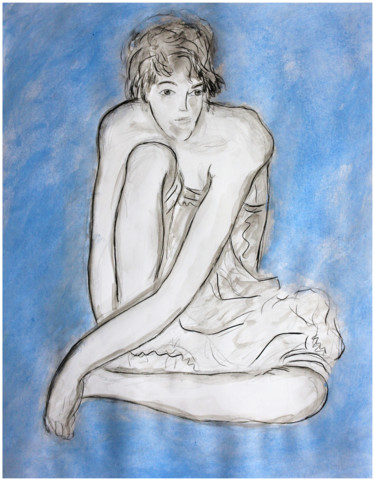 Peinture intitulée "FEMME ACCROUPIE d'a…" par Jean Mirre, Œuvre d'art originale, Acrylique