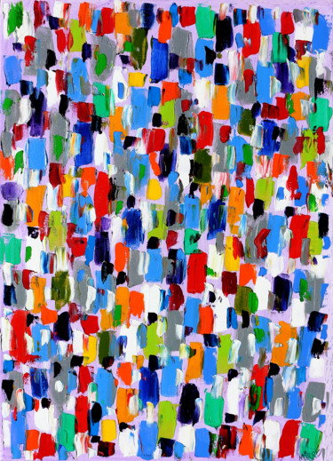 Painting titled "CROWDED" by Jean Mirre, Original Artwork, Oil