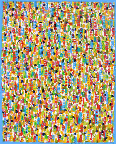 Картина под названием "JOYFUL CROWD    SOLD" - Jean Mirre, Подлинное произведение искусства, Масло Установлен на Деревянная…