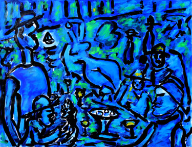 Schilderij getiteld "PARTY" door Jean Mirre, Origineel Kunstwerk, Inkt