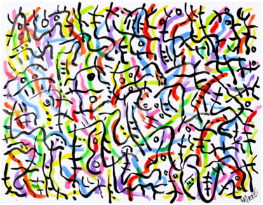 Painting titled "SCRITTURA IMMAGINE…" by Jean Mirre, Original Artwork, Acrylic