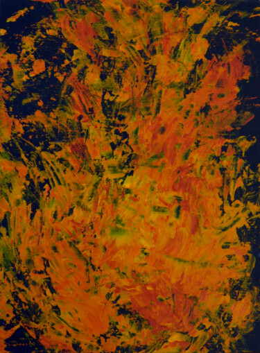 Schilderij getiteld "Feu" door Jeanne De Guillebon, Origineel Kunstwerk, Acryl