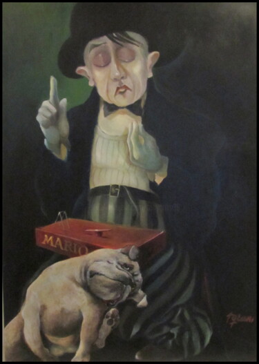 Painting titled "MARIO ET SES PUCES" by Jeanne Dequesne (TONY GRAM), Original Artwork, Oil