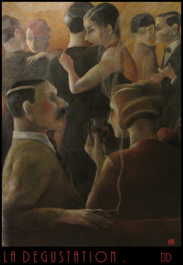 Schilderij getiteld "LA DEGUSTATION" door Jeanne Dequesne (TONY GRAM), Origineel Kunstwerk