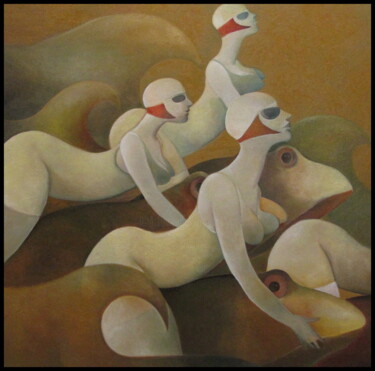 Pintura intitulada "Les naïades" por Jeanne Dequesne (TONY GRAM), Obras de arte originais, Óleo