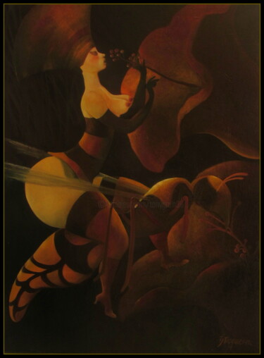 Peinture intitulée "LA GUEPIERE" par Jeanne Dequesne (TONY GRAM), Œuvre d'art originale, Huile