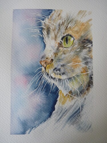 Peinture intitulée "Portrait de chat" par Jeanne Gabriel, Œuvre d'art originale, Aquarelle