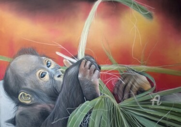 Painting titled "Orang-Outan" by Jeanne Gisclard, Original Artwork, Pastel
