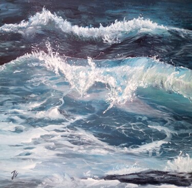 Pintura intitulada "Mer agitée" por Jeanne Gisclard, Obras de arte originais, Óleo