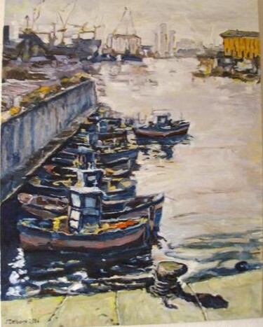 Painting titled "Port Bleu" by Jeanne-Marie Delbarre, Original Artwork, Oil