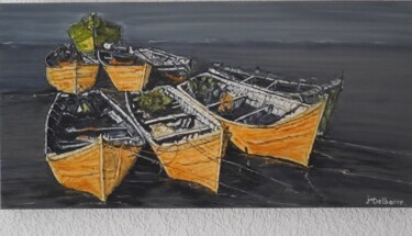 Peinture intitulée "Les Barques Jaunes" par Jeanne-Marie Delbarre, Œuvre d'art originale, Huile
