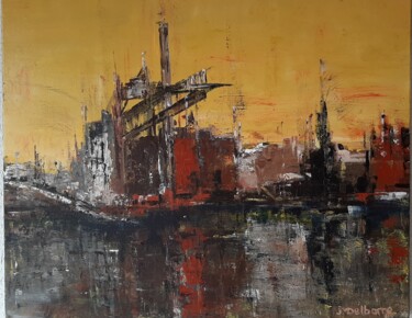 Painting titled "Usine" by Jeanne-Marie Delbarre, Original Artwork, Acrylic Mounted on Wood Stretcher frame