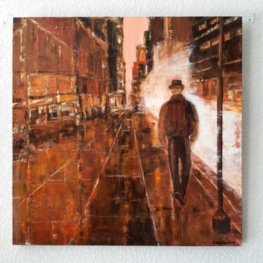 Painting titled "Le Promeneur de Man…" by Jeanne-Marie Delbarre, Original Artwork, Acrylic Mounted on Wood Stretcher frame