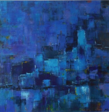 Peinture intitulée "Variations en bleu" par Jeanne-Marie Delbarre, Œuvre d'art originale, Acrylique Monté sur Châssis en bois