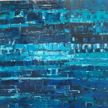 Painting titled "Abstrait Bleu" by Jeanne-Marie Delbarre, Original Artwork, Acrylic