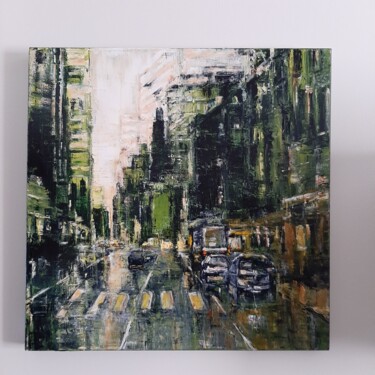 Painting titled "Verte Avenue" by Jeanne-Marie Delbarre, Original Artwork, Acrylic Mounted on Wood Stretcher frame