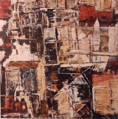 Painting titled "Urbanité" by Jeanne-Marie Delbarre, Original Artwork, Acrylic Mounted on Wood Stretcher frame