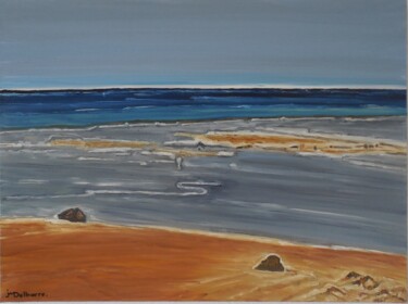 Painting titled "Plage" by Jeanne-Marie Delbarre, Original Artwork, Oil
