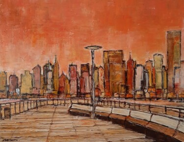 Painting titled "Manhattan 3" by Jeanne-Marie Delbarre, Original Artwork, Oil Mounted on Wood Stretcher frame