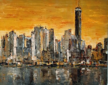 "Manhattan" başlıklı Tablo Jeanne-Marie Delbarre tarafından, Orijinal sanat, Akrilik Ahşap Sedye çerçevesi üzerine monte edi…