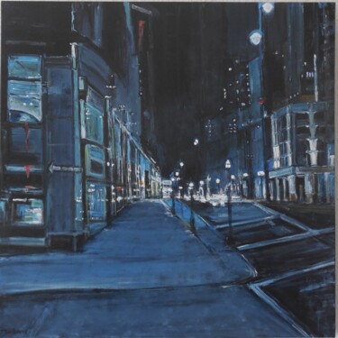 Painting titled "New-York-blue" by Jeanne-Marie Delbarre, Original Artwork, Acrylic