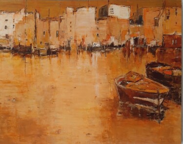 Painting titled "Le Port" by Jeanne-Marie Delbarre, Original Artwork, Acrylic