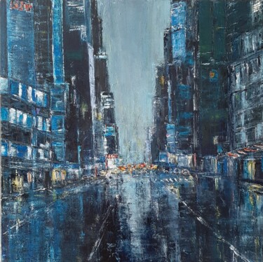Painting titled "Blue Night" by Jeanne-Marie Delbarre, Original Artwork, Acrylic