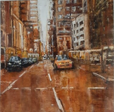 Painting titled "La Petite Avenue" by Jeanne-Marie Delbarre, Original Artwork, Acrylic Mounted on Wood Stretcher frame