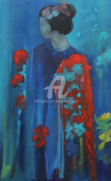 Painting titled "GEISHA" by Jeanne-Marie Robic, Original Artwork, Oil