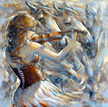 Pintura titulada "Le songe d'Aïda" por Jeanne Saint Chéron, Obra de arte original, Acrílico Montado en Bastidor de camilla d…