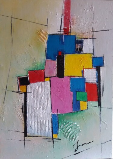 Painting titled "REF 4-21 - Composit…" by Jeanne, Original Artwork, Acrylic Mounted on Wood Stretcher frame