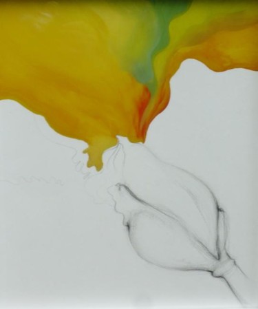 Peinture intitulée "Iris orange" par Jeanne Figueras, Œuvre d'art originale