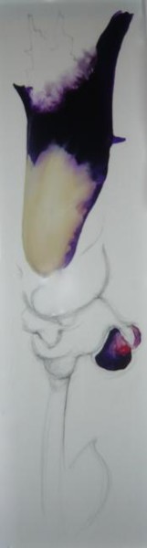 Peinture intitulée "Bouton d iris n°5" par Jeanne Figueras, Œuvre d'art originale