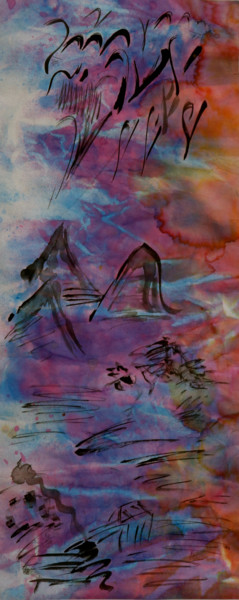 Peinture intitulée "VERTIGE 2" par Jeannette Allary, Œuvre d'art originale, Encre Monté sur Autre panneau rigide