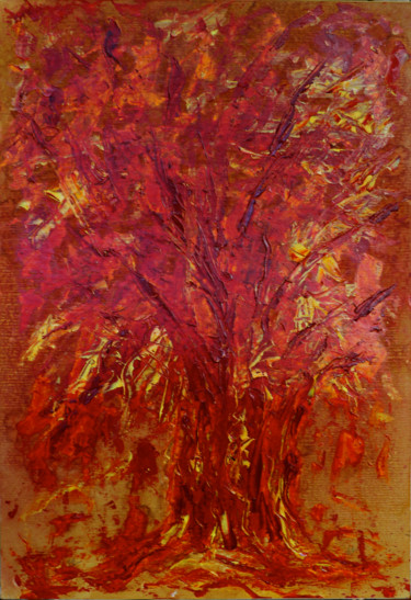 Painting titled "ARBRE A SOUHAITS" by Jeannette Allary, Original Artwork, Oil