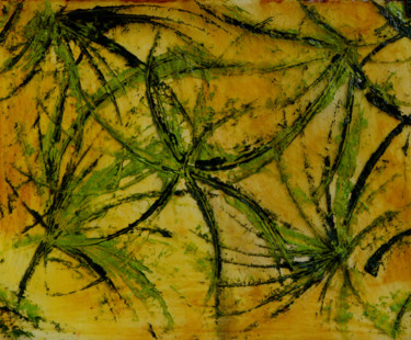 Painting titled "JEUX de VERTS" by Jeannette Allary, Original Artwork, Oil