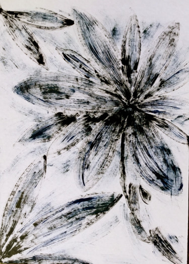 Картина под названием "DESSINE-MOI UNE FLE…" - Jeannette Allary, Подлинное произведение искусства, Чернила Установлен на Дру…