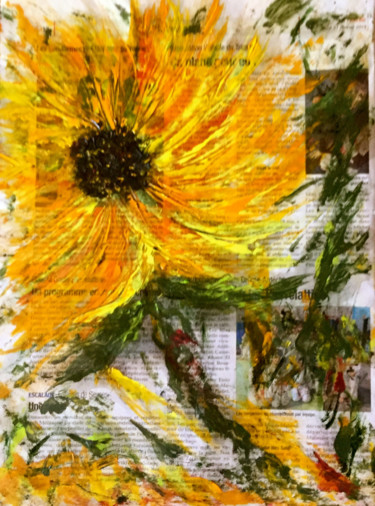 LE SOLEIL DONNE Peinture intitulée "LE SOLEIL DONNE" par Jeannette Allary, Œuvre d'art originale, Huile Monté sur Autre panneau rigide
